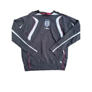 Vintage Umbro England 2000s Training Sweatshirt Soccer Men SZ 2XL Black Rare Y2K